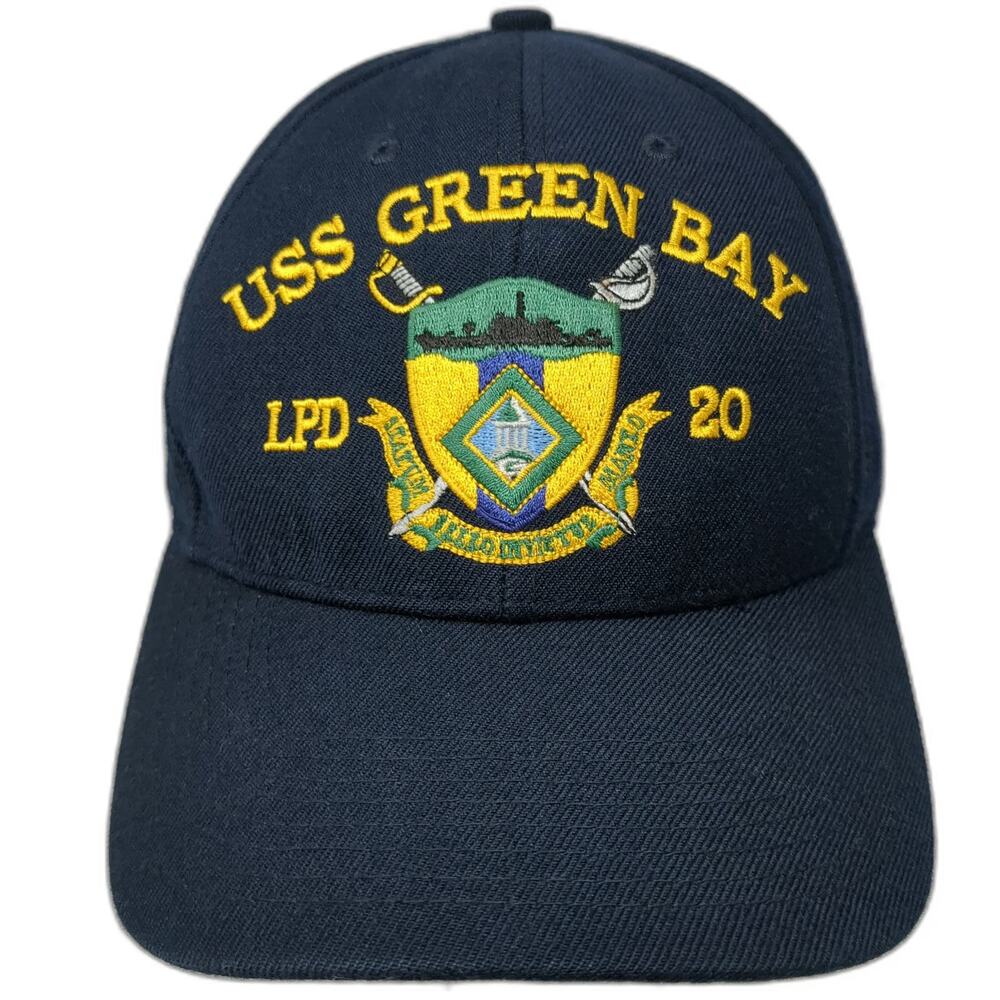The Corps Baseball Cap Blue One Size USS Green Bay LPD 20 Navy Ship Hat Made USA